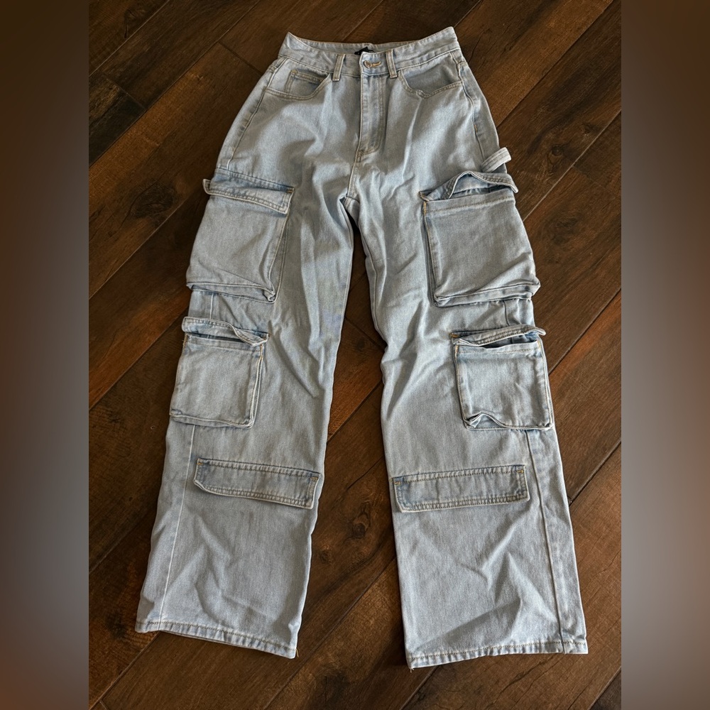 PrettyLittleThing Light Blue Cargo Pants
